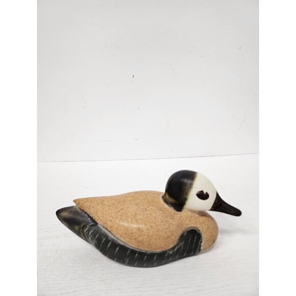 Vintage Ceramic Duck Figurine Farmhouse Country Decor Gray Beige Hand Painted - Picture 5 of 10
